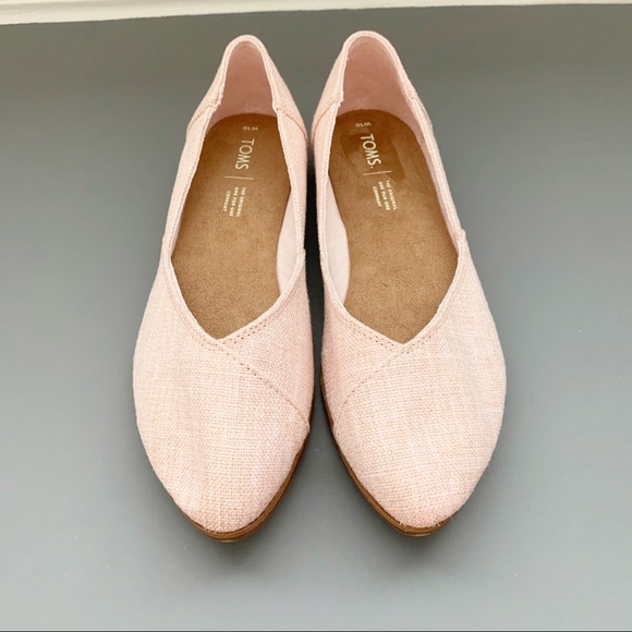 NWOB TOMS Jutti Pink Slubby Flats - Picture 6 of 9